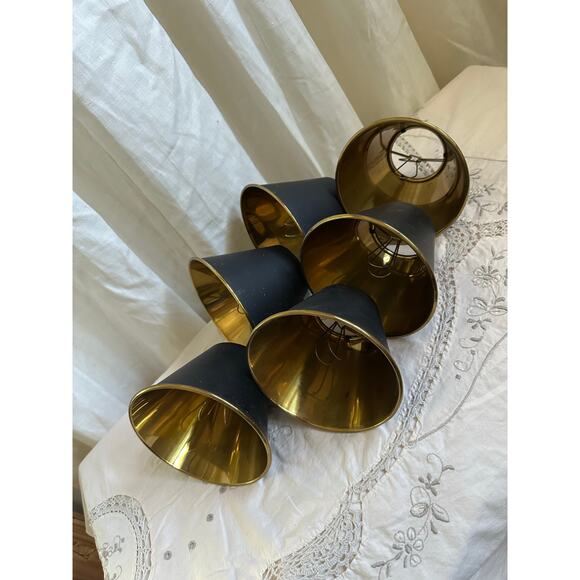 Bouillotte Style Brass Mini Candelabra Bulb Clip On Chandelier Shades set - Picture 7 of 16